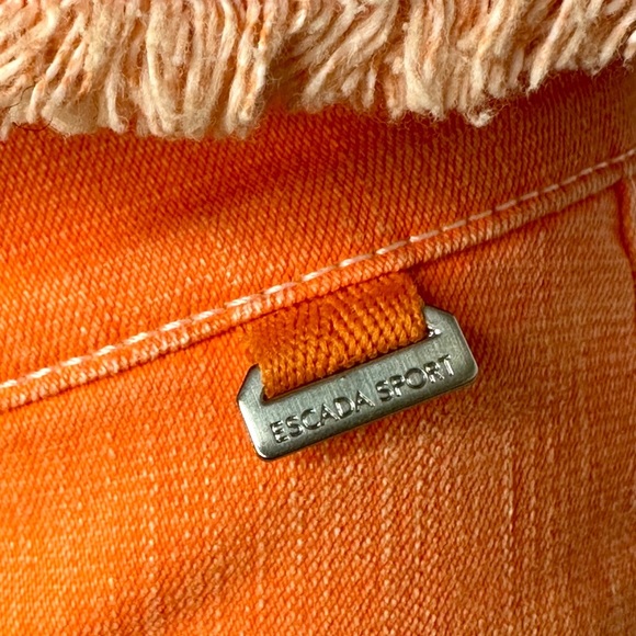 Vintage Y2K Escada Sport Two Piece Neon, orange, pant, vest, denim, set - Picture 8 of 9
